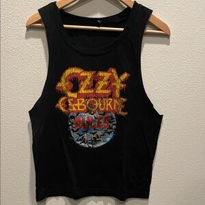 Ozzy Osbourne Graphic cutout Tank Top - Black with Yellow & Red Print